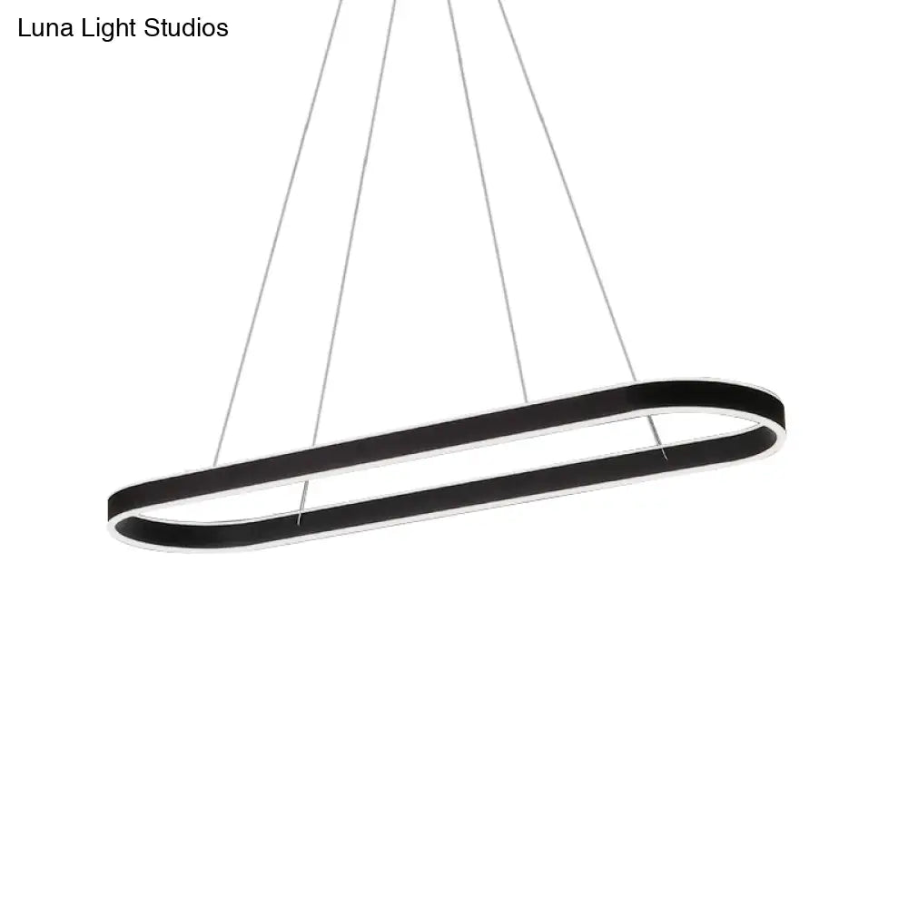 DecorBites™ Simplicity Ellipse LED Island Pendant Acrylic Ceiling Light - Black/White/Gold, Width Options: 31.5"/39"/47