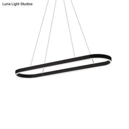 DecorBites™ Simplicity Ellipse LED Island Pendant Acrylic Ceiling Light - Black/White/Gold, Width Options: 31.5"/39"/47