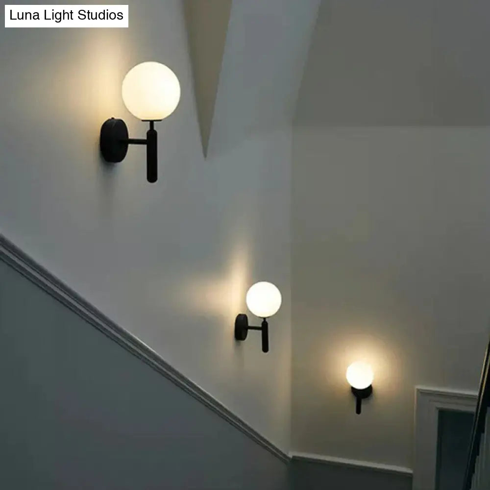 DecorBites™ Simplicity Glass Ball Wall Sconce - 1-Light Stairs Wall Mount Lighting Fixture