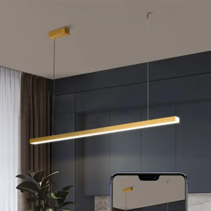 Simplicity led gold rectangular pendant light for dining room