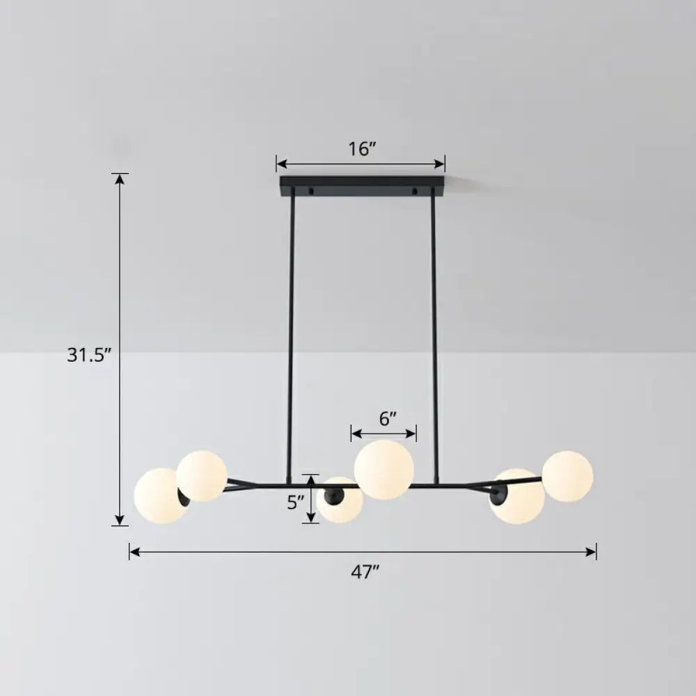 DecorBites™ Simplicity Opal Glass Molecular Island Suspension Light for Dining Rooms