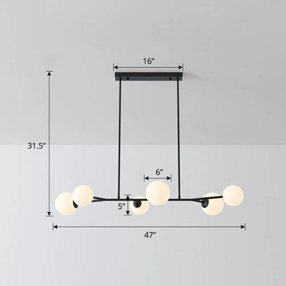 DecorBites™ Simplicity Opal Glass Molecular Island Suspension Light for Dining Rooms