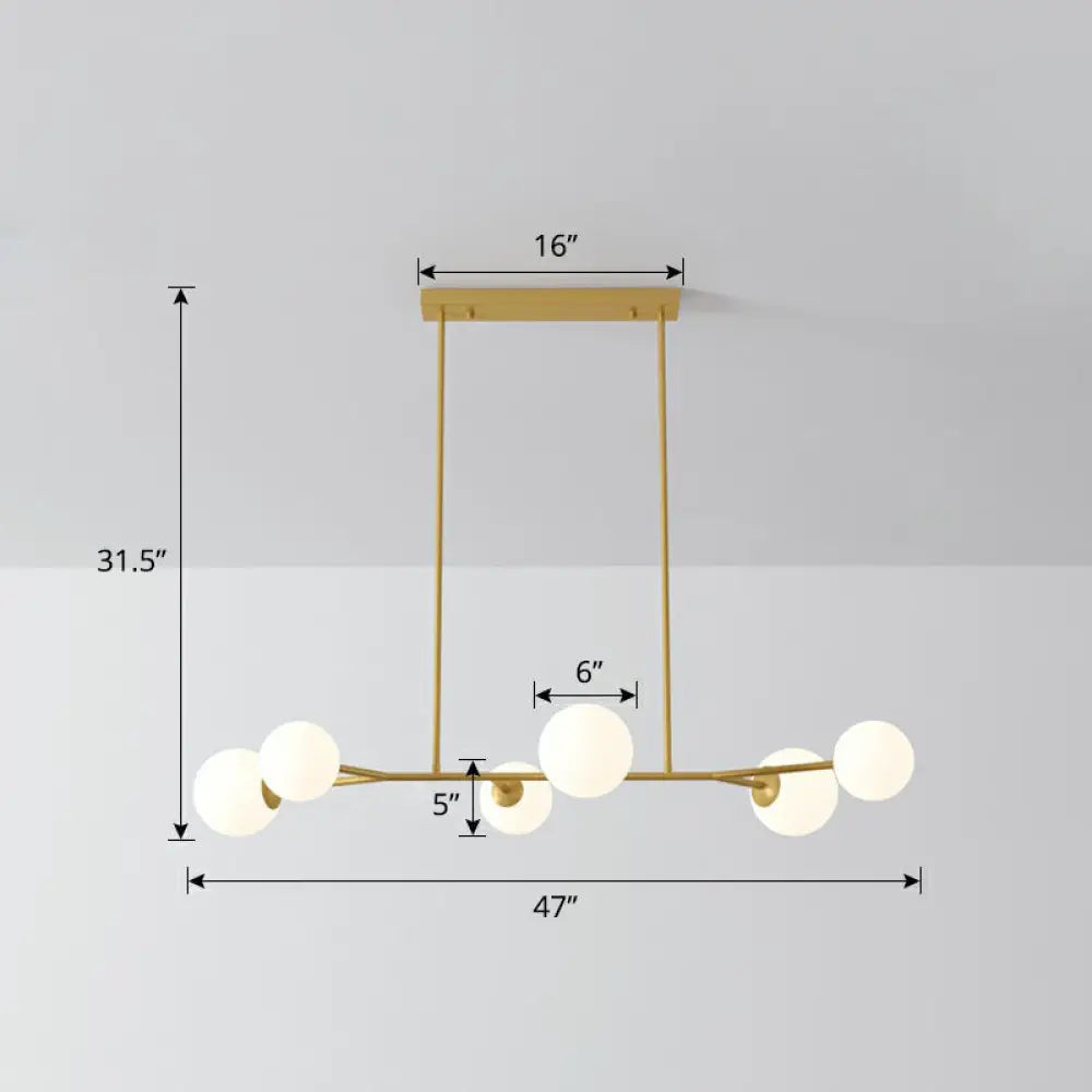 DecorBites™ Simplicity Opal Glass Molecular Island Suspension Light for Dining Rooms