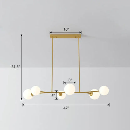 DecorBites™ Simplicity Opal Glass Molecular Island Suspension Light for Dining Rooms