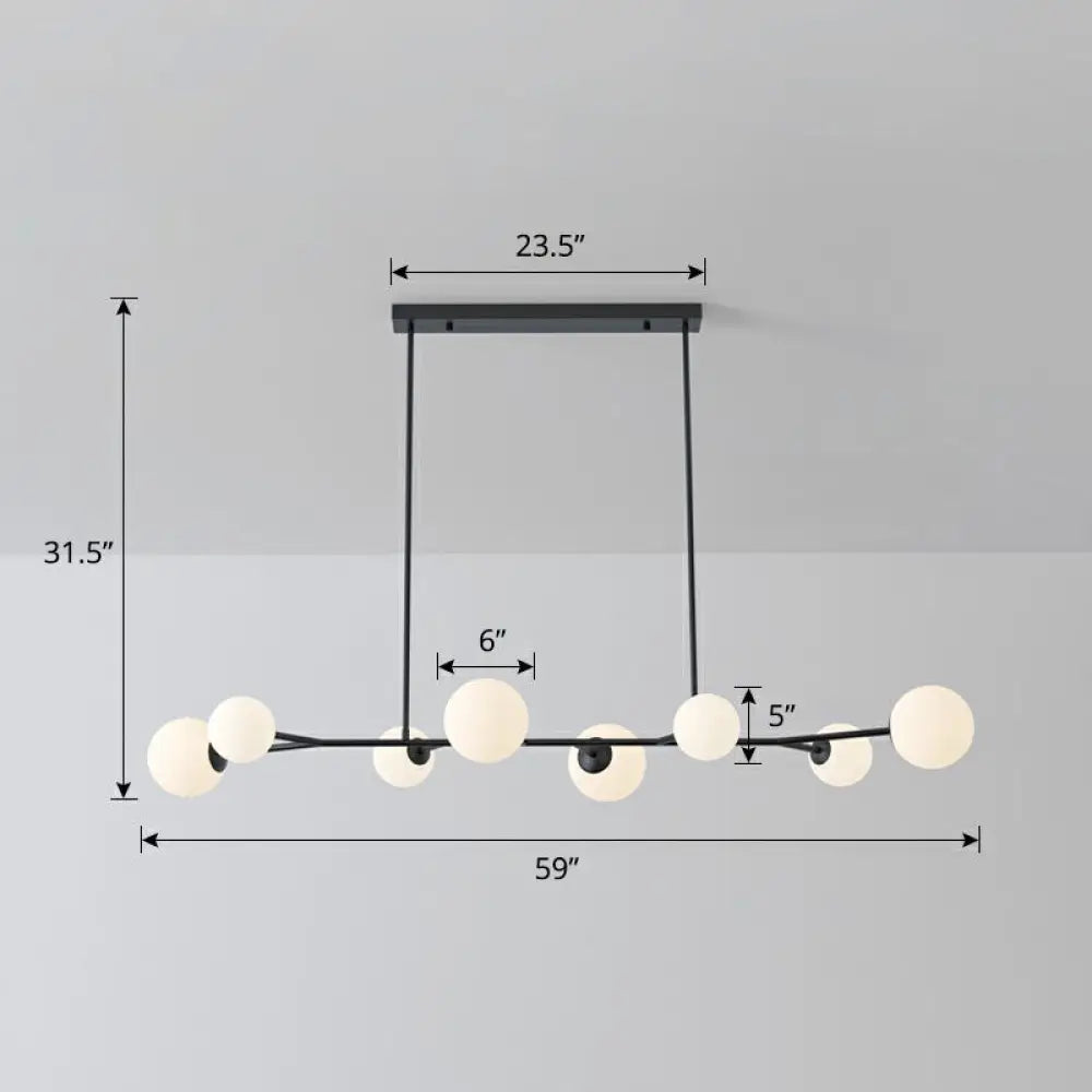 DecorBites™ Simplicity Opal Glass Molecular Island Suspension Light for Dining Rooms