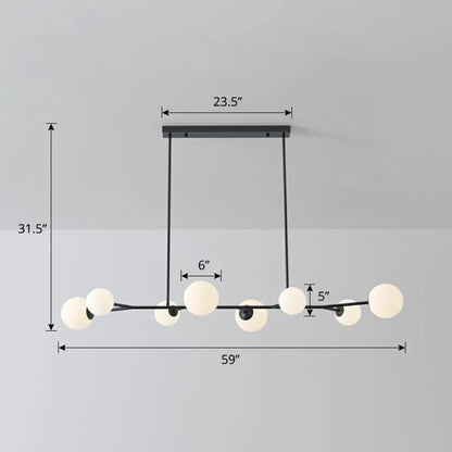 DecorBites™ Simplicity Opal Glass Molecular Island Suspension Light for Dining Rooms