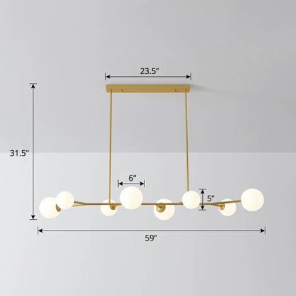 DecorBites™ Simplicity Opal Glass Molecular Island Suspension Light for Dining Rooms