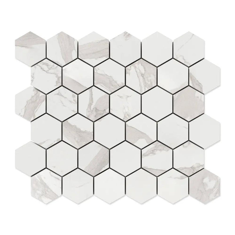 Simplicity Polished Hexagon 2 Porcelain Mosaics 10 3/8x12