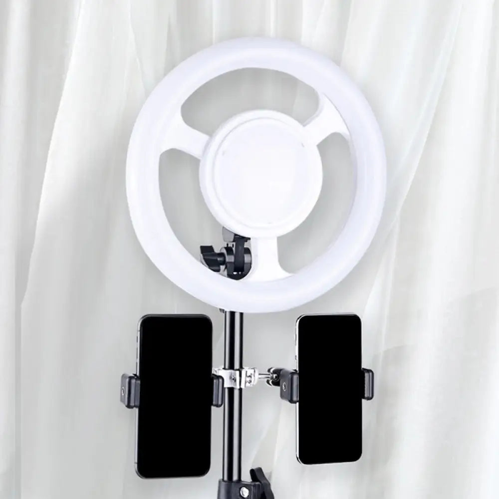 DecorBites™ Simplicity Ring Make-Up Light Metal Phone Holder with USB LED Fill-in Flash in Black