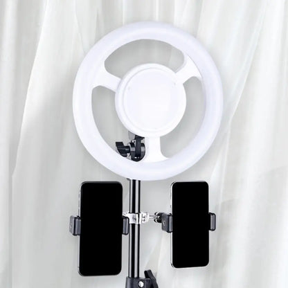 DecorBites™ Simplicity Ring Make-Up Light Metal Phone Holder with USB LED Fill-in Flash in Black
