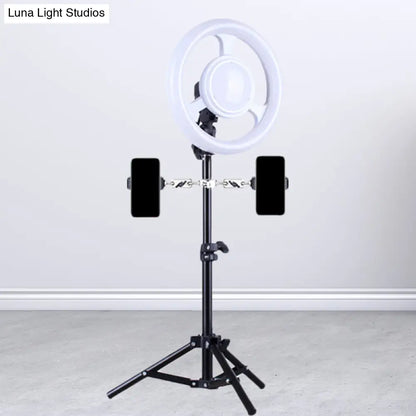 DecorBites™ Simplicity Ring Make-Up Light Metal Phone Holder with USB LED Fill-in Flash in Black