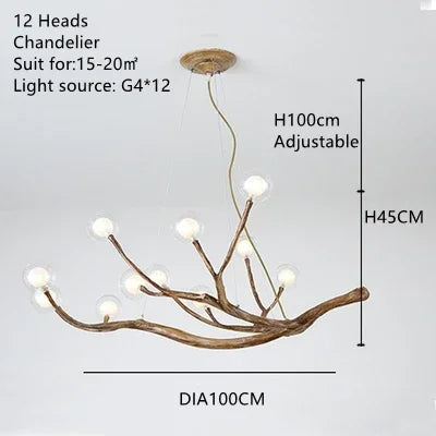 DecorBites™ Simulation Iron Tree Branch Bubble Chandelier