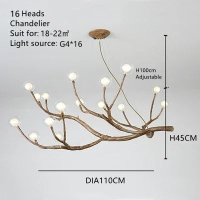 DecorBites™ Simulation Iron Tree Branch Bubble Chandelier