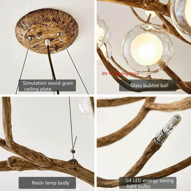 DecorBites™ Simulation Iron Tree Branch Bubble Chandelier