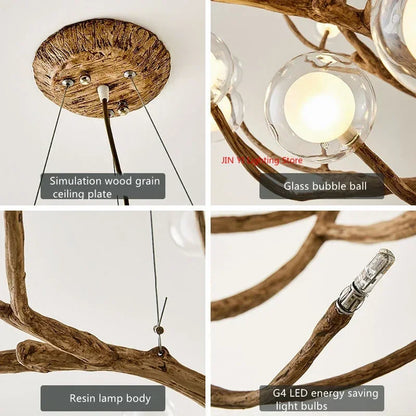 DecorBites™ Simulation Iron Tree Branch Bubble Chandelier