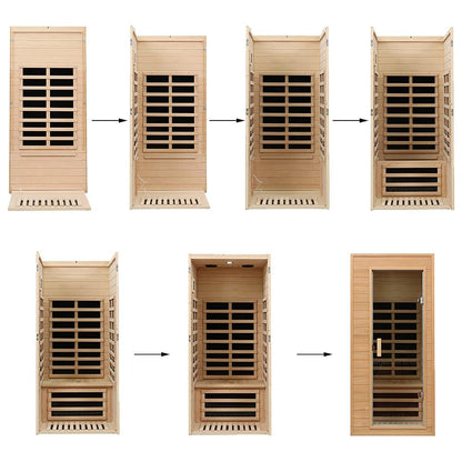 Thermora Premium 1-Person Indoor Low EMF FAR Infrared Heat Hemlock Wood Personal Home Spa Sauna, 1200W (SAK27463)