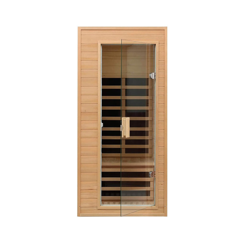 Thermora Elara Premium 1-Person Indoor Low EMF FAR Infrared Heat Hemlock Wood Personal Home Spa Sauna, 1200W (SAK27463)