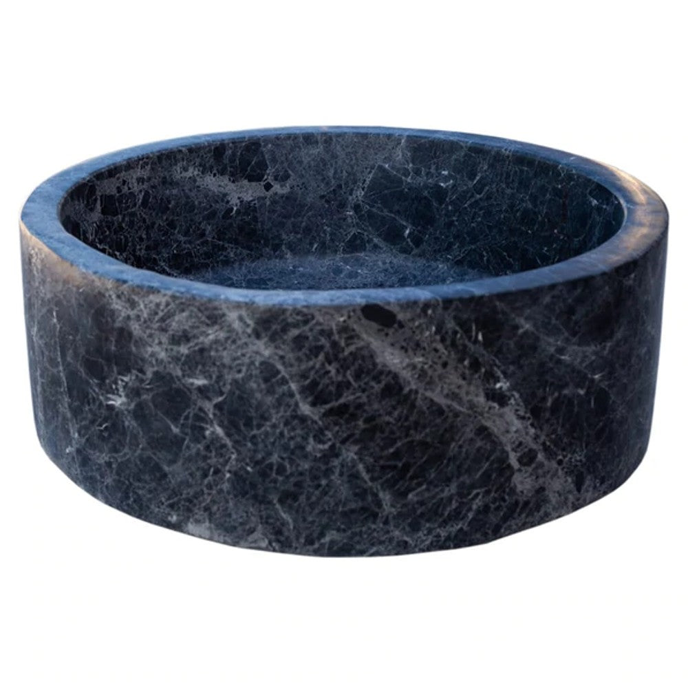 Natural Stone Sirius Black Marble Vessel Sink Polished (D)16.5" (H)6"