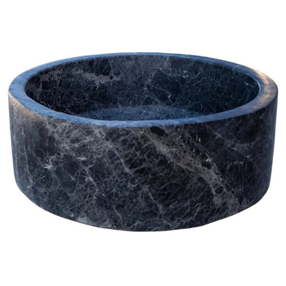 Natural Stone Sirius Black Marble Vessel Sink Polished (D)16.5" (H)6"