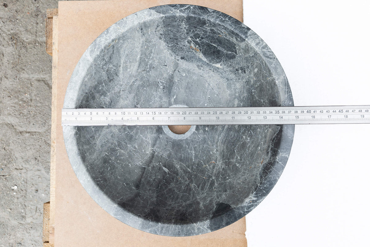 Gray Marble Polished Vessel Bathroom Sink Above Counter Natural Stone