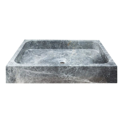 Gray Marble Rectangular Vessel Above Vanity Bathroom Sink 15x24 Polished