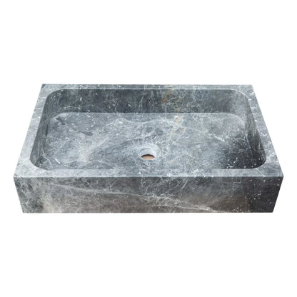 Sirius Gray Marble Rectangular Above Vanity Bathroom Sink (W)15" (L)24" (H)5" - In Stock