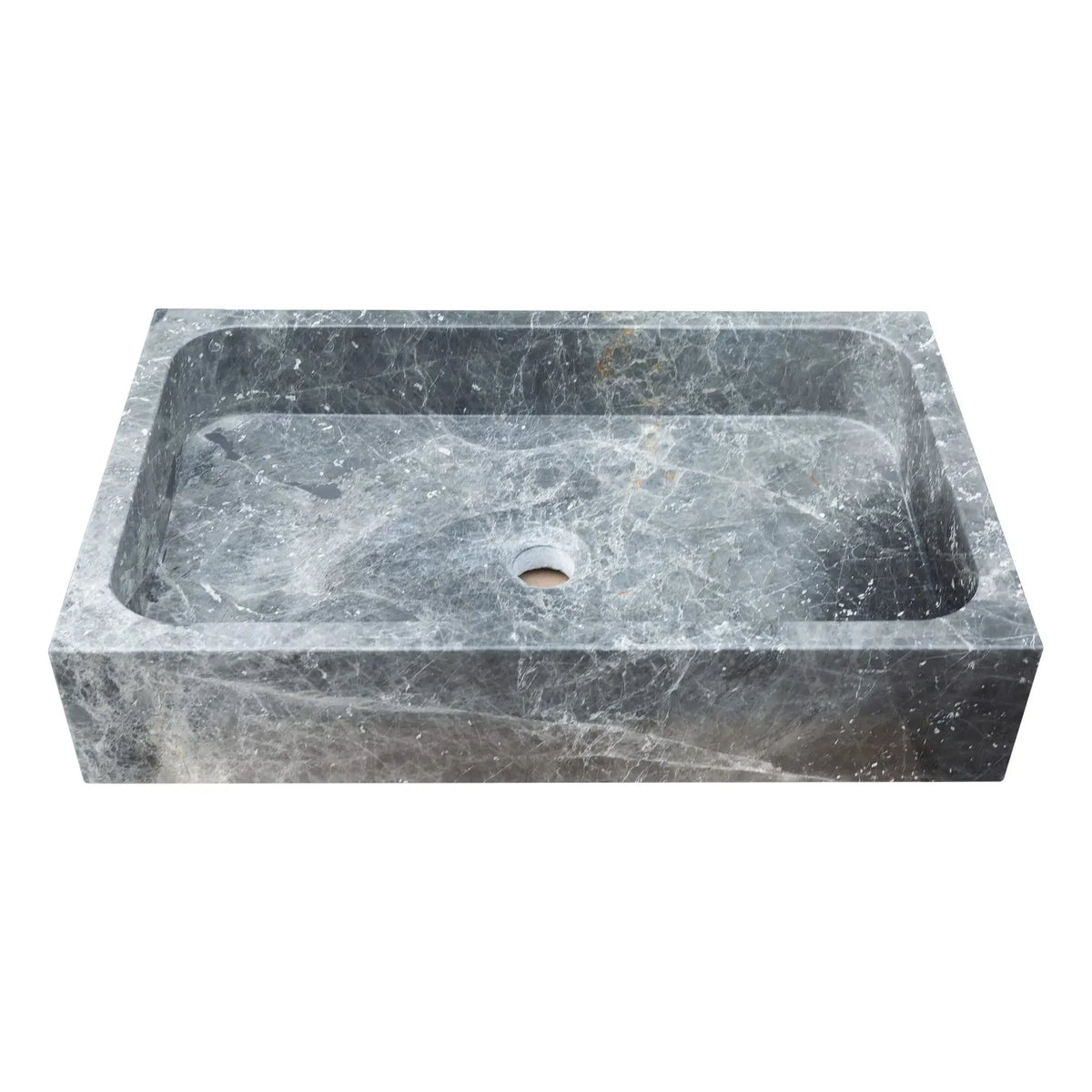 Gray Marble Rectangular Vessel Above Vanity Bathroom Sink 15x24 Polished