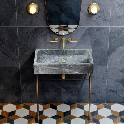 Sirius Gray Marble Rectangular Above Vanity Bathroom Sink (W)15" (L)24" (H)5" - In Stock