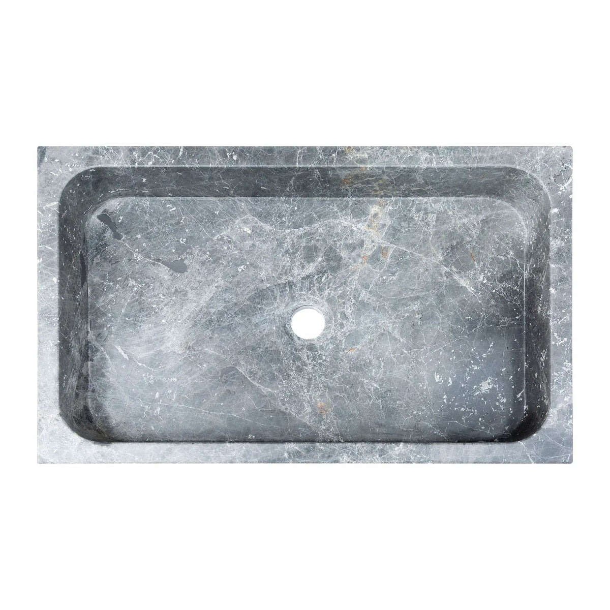 Gray Marble Rectangular Vessel Above Vanity Bathroom Sink 15x24 Polished