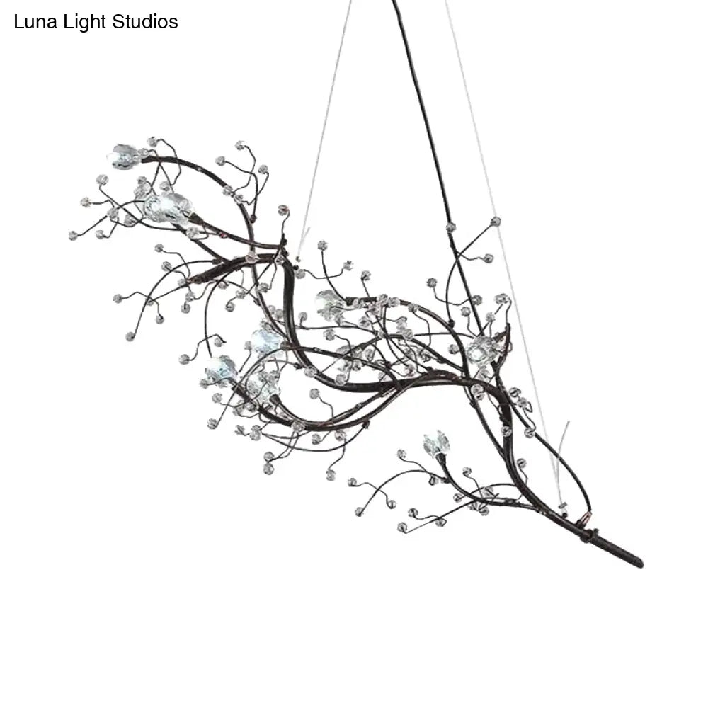 DecorBites™ Situla - Metallic Metallic Thin Branch Chandelier with Crystal Bead 10 Lights Romantic Suspension Light for Boutique