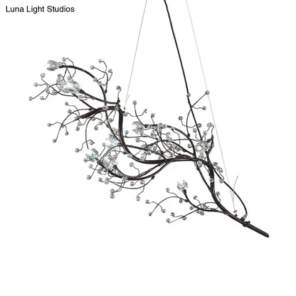 DecorBites™ Situla - Metallic Metallic Thin Branch Chandelier with Crystal Bead 10 Lights Romantic Suspension Light for Boutique