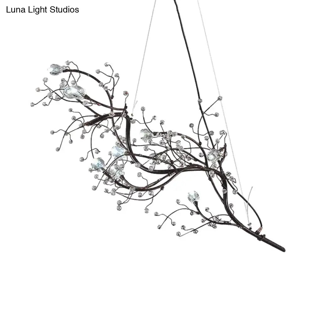 DecorBites™ Situla - Metallic Metallic Thin Branch Chandelier with Crystal Bead 10 Lights Romantic Suspension Light for Boutique