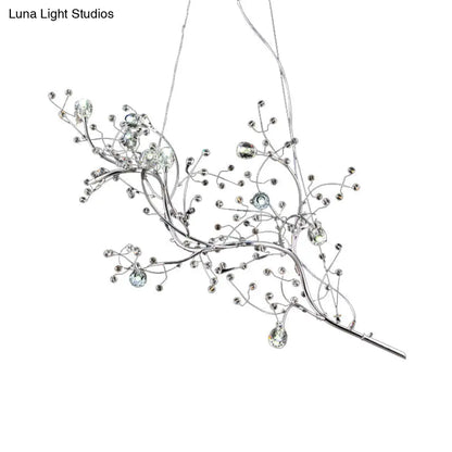 DecorBites™ Situla - Metallic Metallic Thin Branch Chandelier with Crystal Bead 10 Lights Romantic Suspension Light for Boutique