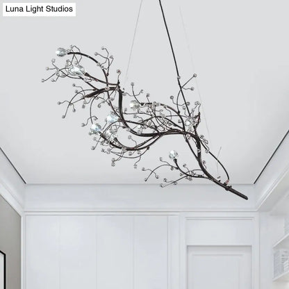 DecorBites™ Situla - Metallic Metallic Thin Branch Chandelier with Crystal Bead 10 Lights Romantic Suspension Light for Boutique