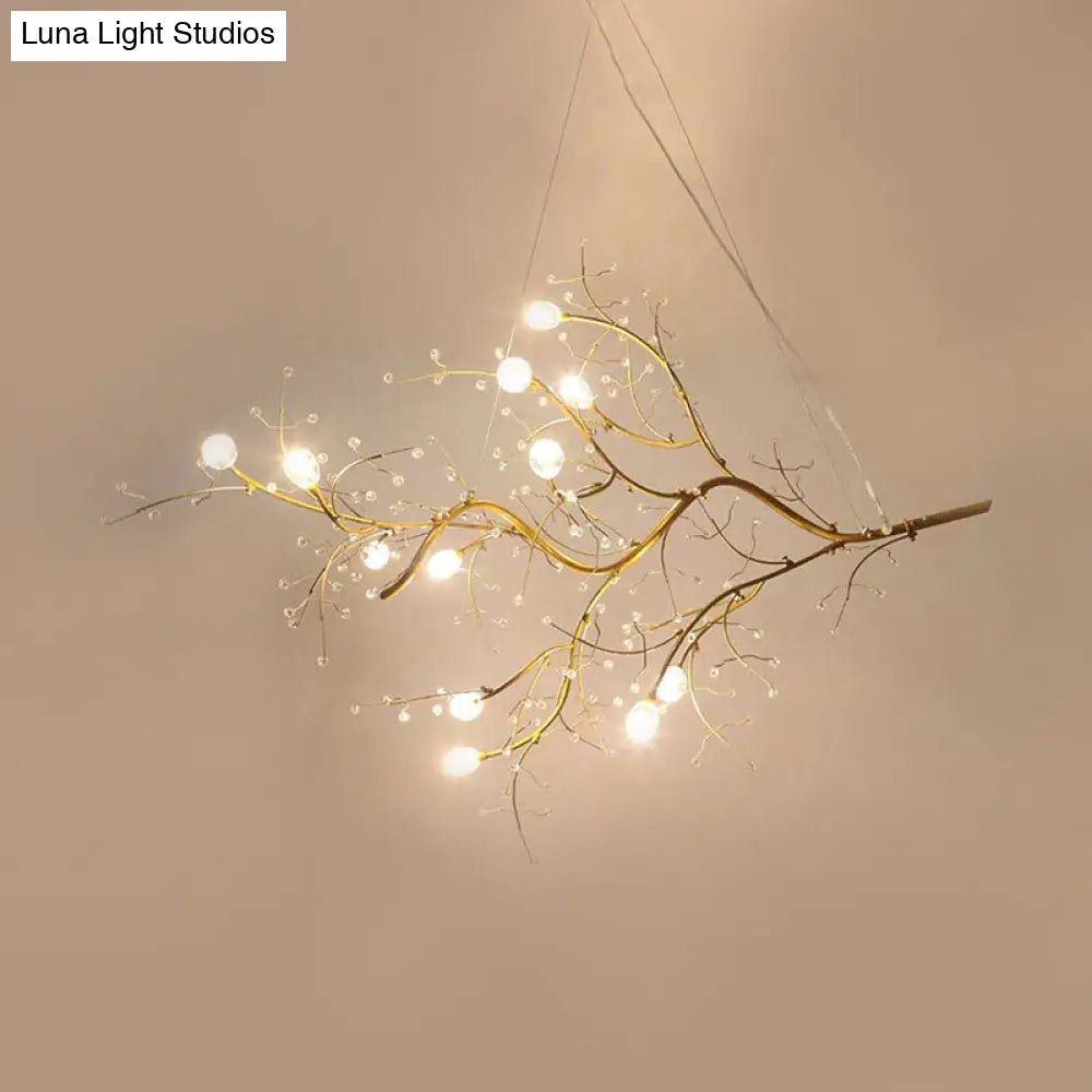 DecorBites™ Situla - Metallic Metallic Thin Branch Chandelier with Crystal Bead 10 Lights Romantic Suspension Light for Boutique