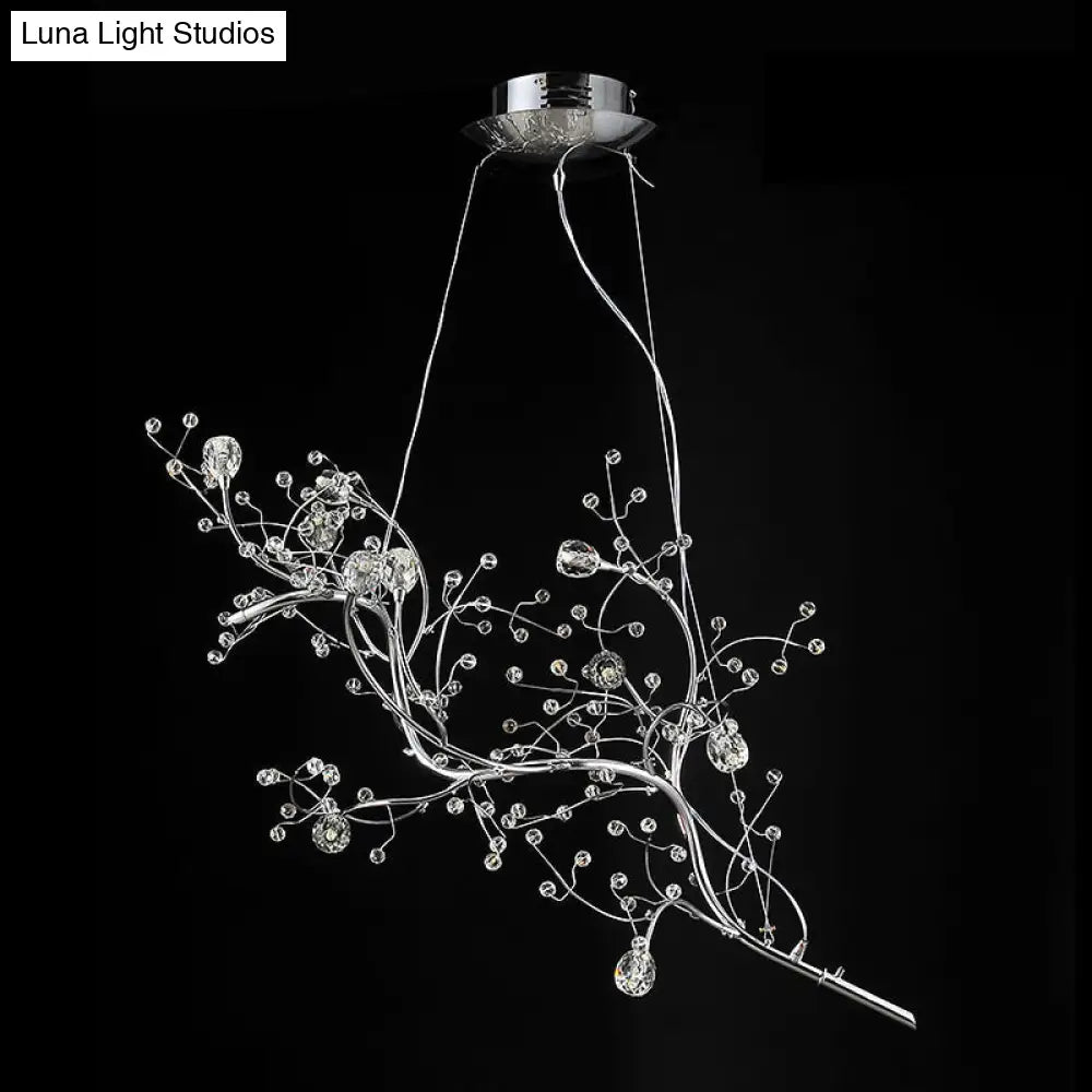 DecorBites™ Situla - Metallic Metallic Thin Branch Chandelier with Crystal Bead 10 Lights Romantic Suspension Light for Boutique