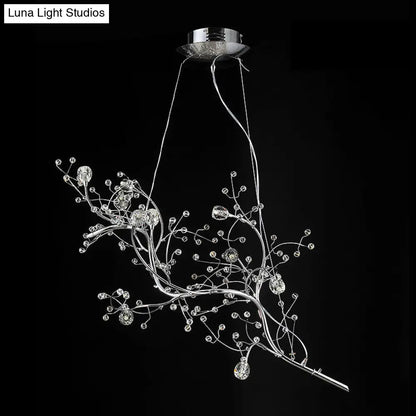DecorBites™ Situla - Metallic Metallic Thin Branch Chandelier with Crystal Bead 10 Lights Romantic Suspension Light for Boutique