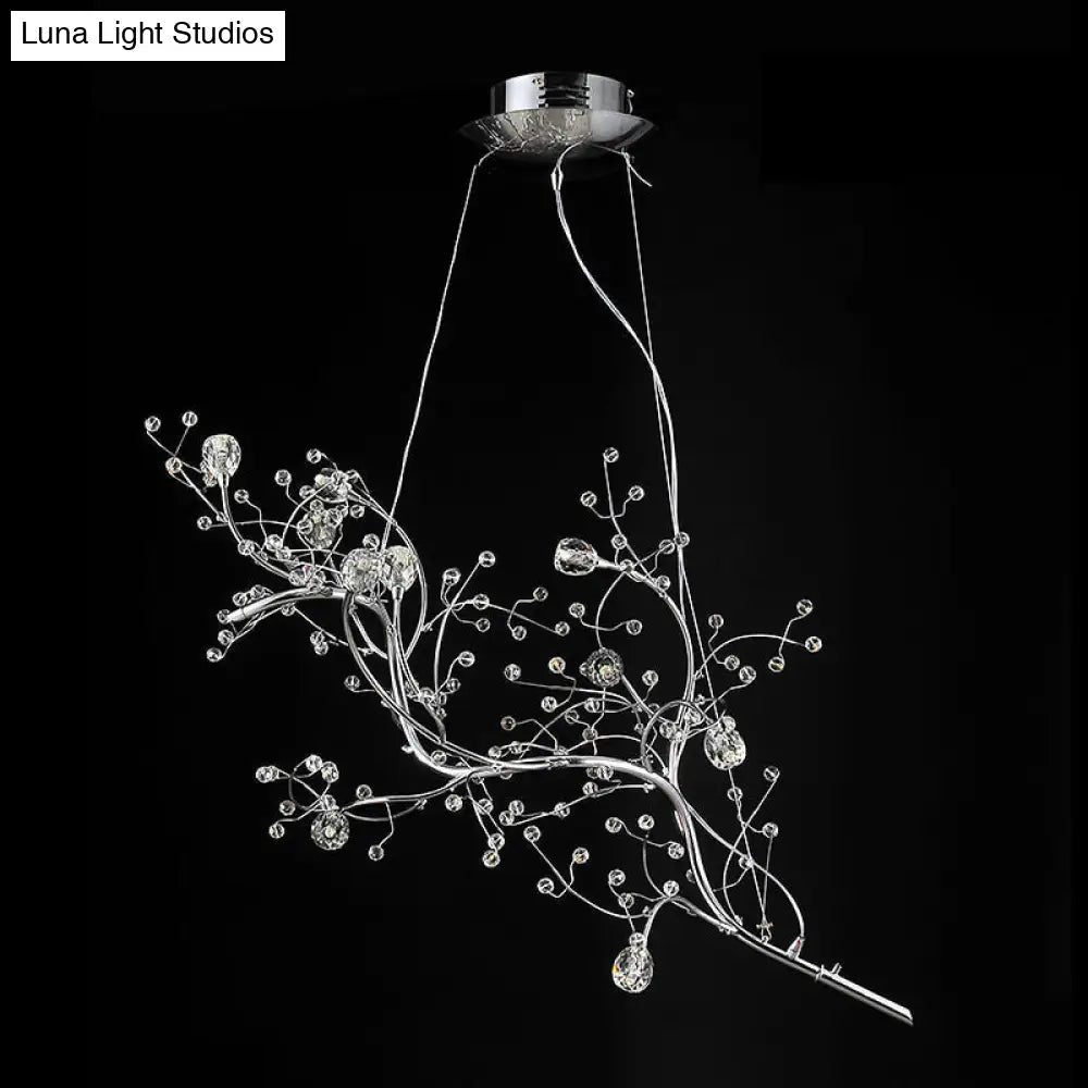 DecorBites™ Situla - Metallic Metallic Thin Branch Chandelier with Crystal Bead 10 Lights Romantic Suspension Light for Boutique