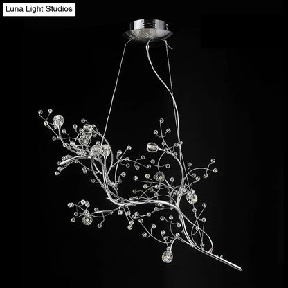 DecorBites™ Situla - Metallic Metallic Thin Branch Chandelier with Crystal Bead 10 Lights Romantic Suspension Light for Boutique