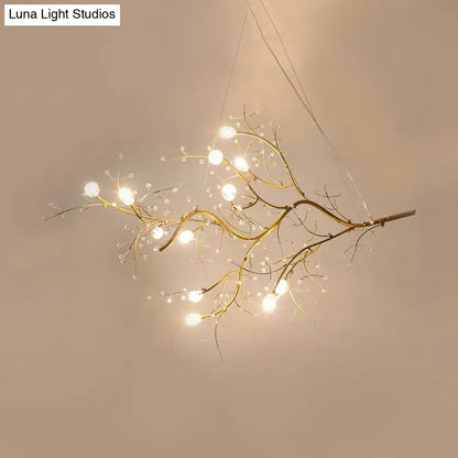 DecorBites™ Situla - Metallic Metallic Thin Branch Chandelier with Crystal Bead 10 Lights Romantic Suspension Light for Boutique
