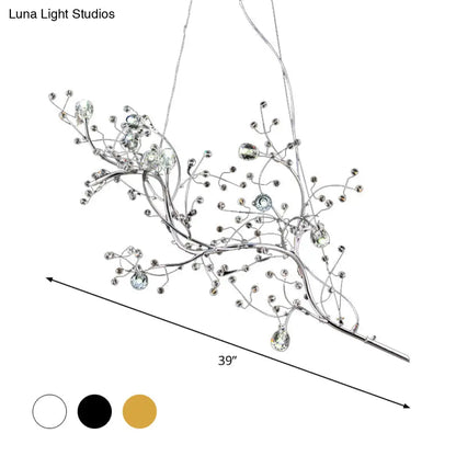 DecorBites™ Situla - Metallic Metallic Thin Branch Chandelier with Crystal Bead 10 Lights Romantic Suspension Light for Boutique