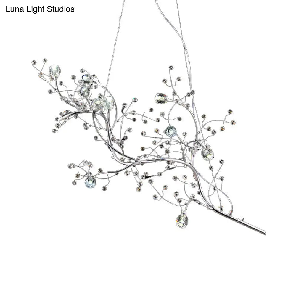 DecorBites™ Situla - Metallic Metallic Thin Branch Chandelier with Crystal Bead 10 Lights Romantic Suspension Light for Boutique