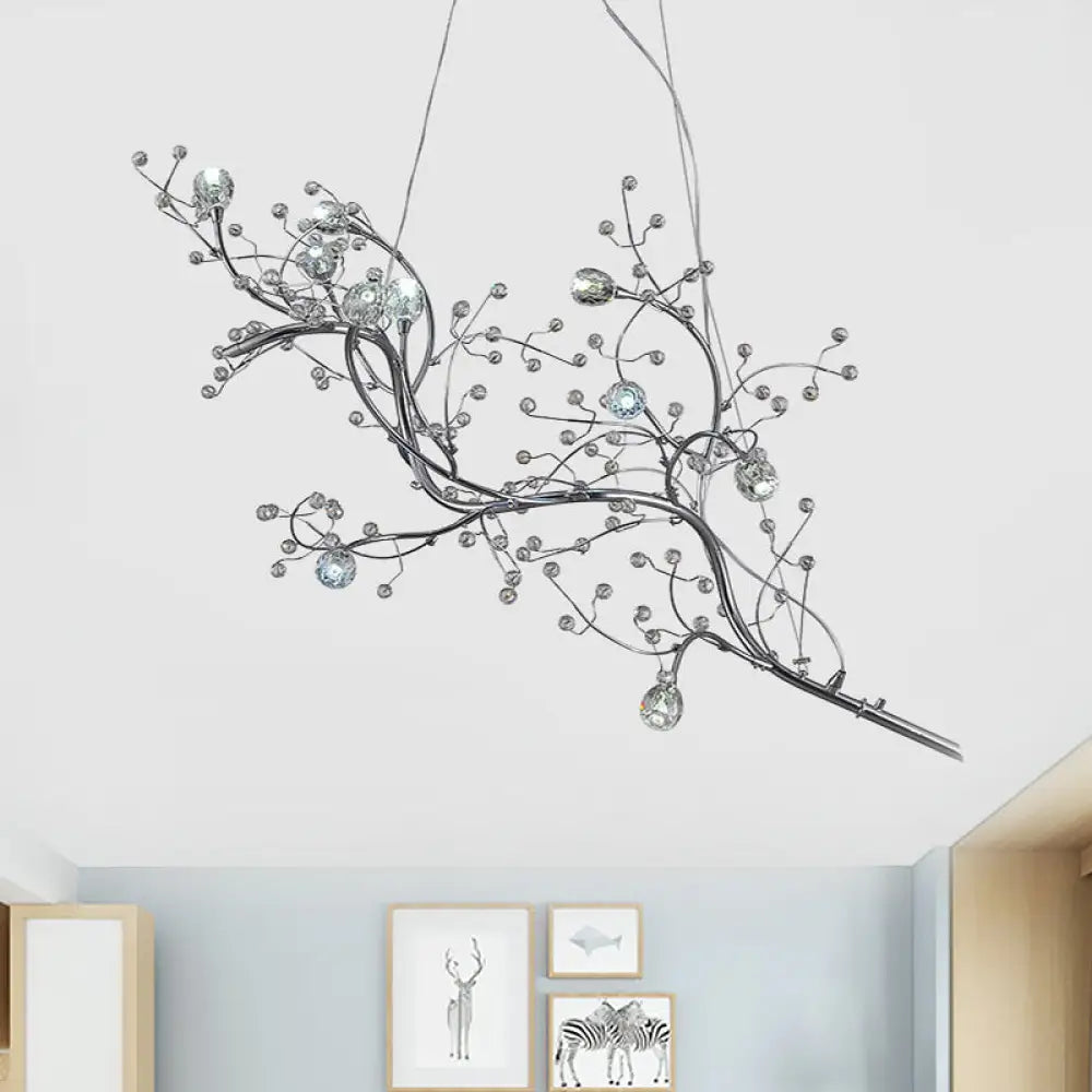 DecorBites™ Situla - Metallic Metallic Thin Branch Chandelier with Crystal Bead 10 Lights Romantic Suspension Light for Boutique