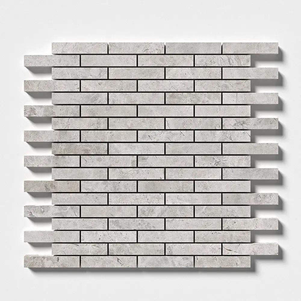 Silver Horizon Honed 5/8x3 Marble Mosaics 12x12