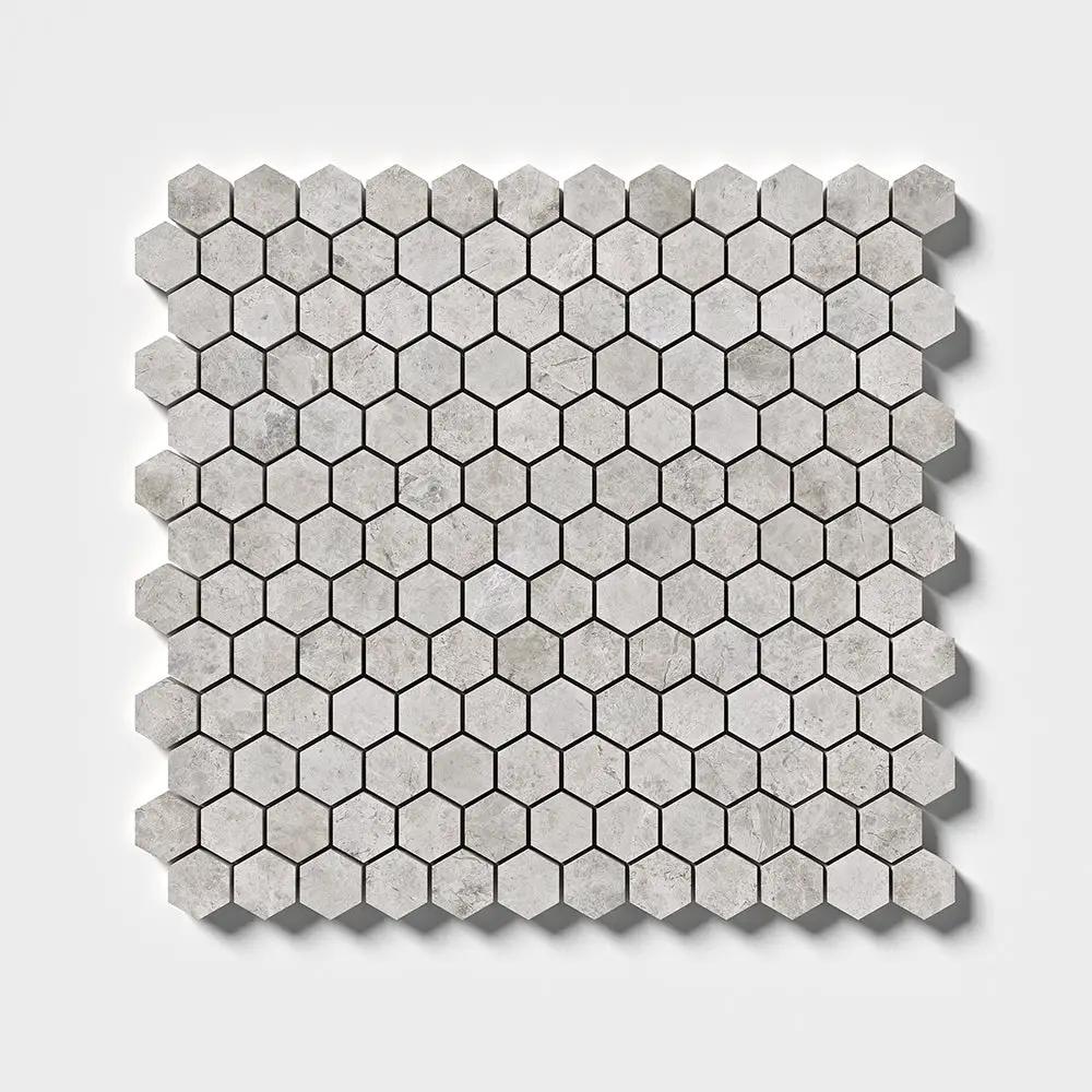 Silver Horizon Honed Hexagon 1x1 Marble Mosaics 11 1/2x12 1/4