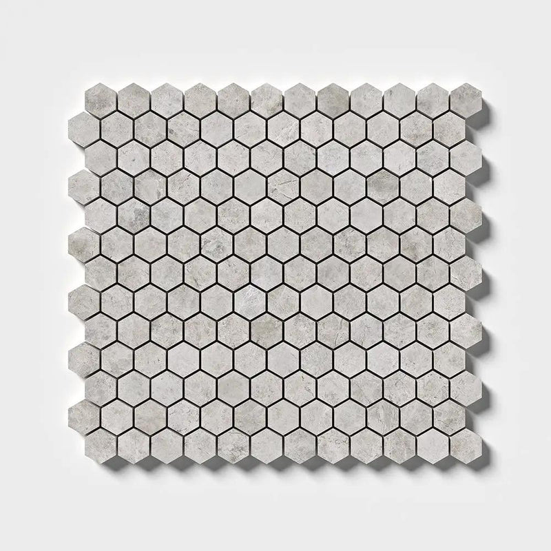Silver Horizon Honed Hexagon 1x1 Marble Mosaics 11 1/2x12 1/4