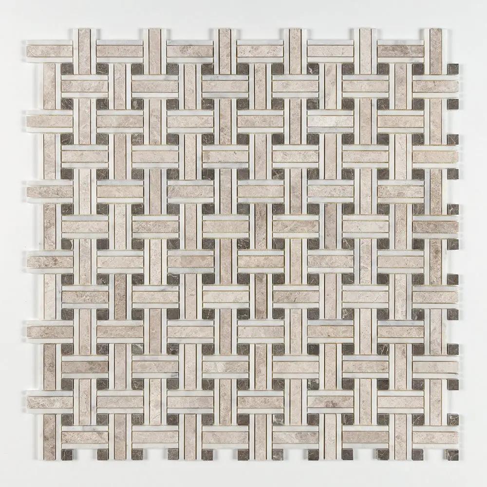 Sky Blue Honed Thin Basket Marble Mosaics 12x12