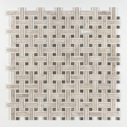 Sky Blue Honed Thin Basket Marble Mosaics 12x12