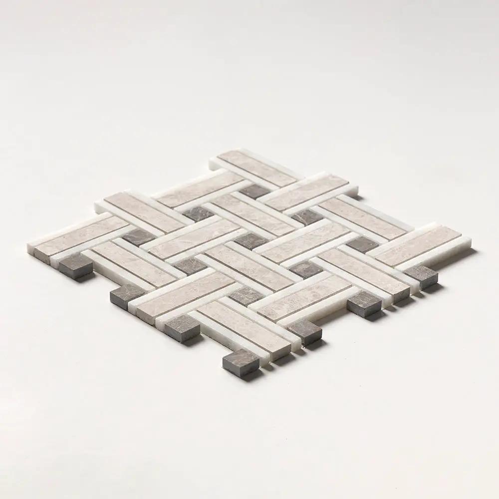 Sky Blue Honed Thin Basket Marble Mosaics 12x12