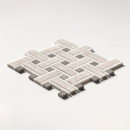 Sky Blue Honed Thin Basket Marble Mosaics 12x12